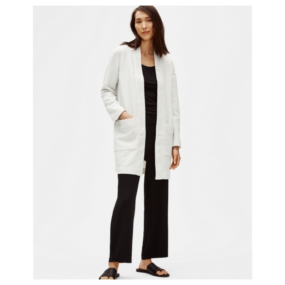 EILEEN FISHER Cotton Chevron Blend Long Jacket